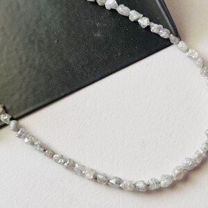 3-4mm Grey Raw Diamond Tumbles, Grey Rough Diamond Beads, Grey Raw Uncut Diamonds for Jewelry (4IN to 8IN Options) -PDD250