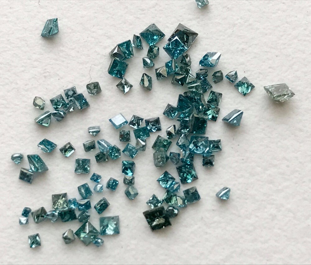 1-2mm Blue Diamond Princess Cut Sparkling Faceted Square Blue - Etsy