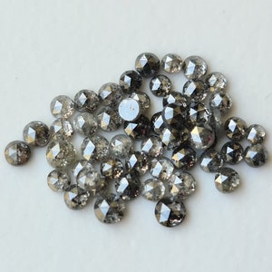1.5-2mm Rose Cut Diamond, Natural Salt And Pepper Round Flat Back Diamond Cabochon, Rose Cut Diamond Jewelry (5 Pcs To 20 Pcs Option)-PPD919