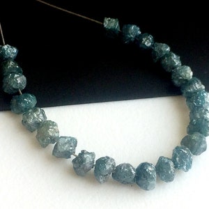 4.5-5mm Perfect Natural Round Blue Raw Diamond Beads, Blue Rough Diamond Bead, 1mm Hole Size Rough Diamond Rondelle Beads (5Pcs To 10Pcs)