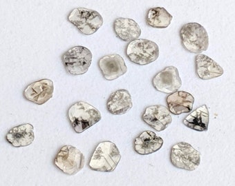 5-6mm Salt And Pepper Diamond Slice 5Pcs Natural Faceted Salt & Pepper Slice Unique Fancy Diamond Faceted Polkis Jewelry