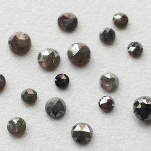 2.5-3mm Calibrated Dark Gray Rose Cut Diamond, Dark Gray Rose Cut Natural Diamond Loose, Melee Diamond For Jewelry (1Pc To 8Pcs) - VICPA5053