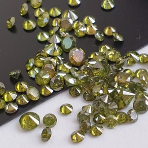 2-2.5mm Green Brilliant Cut Faceted Round Shape Diamond, Loose Sparkling Green Solitaire Diamond For Jewelry - (0.25 To 1Ct Option) - PPD749