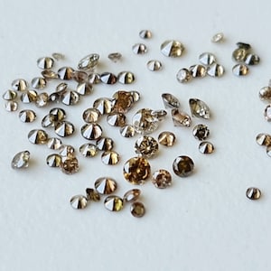 5 Pcs 1.3-2mm Cognac Round Brilliant Cut Melee Diamonds Loose, Tiny Solitaire Faceted Natural Loose Accent Diamonds For Jewelry - PPRK5
