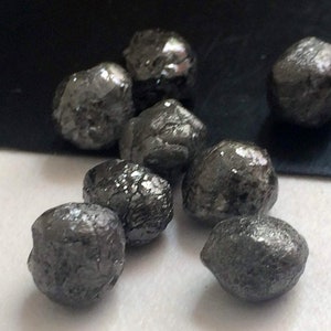 7-8mm Black Rough Diamond, Huge Natural Black Raw Diamond, Rare Round Loose Black Uncut Diamond, Conflict Free Diamond (1Pc To 2Pc) - PPD110