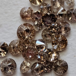 2-2.5mm Light Cognac Solitaire Diamonds Brown Polished Faceted Round Diamond Brilliant Cut For Jewelry (1pc To 5Pc)