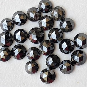 3.5-4mm Natural Round Flat Back Rose-Cut Diamonds, Rare Black Rose Cut Diamond Cabochons for Wedding Ring/Jewelry (2Pcs To 4Pcs) - BRCD3