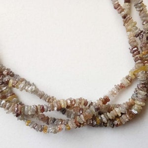 3-4mm Raw Light Champagne Diamond, Rough Champagne Diamonds Beads, Uncut Champagne Diamond for Jewelry (4IN To 16IN Options) - PPD535