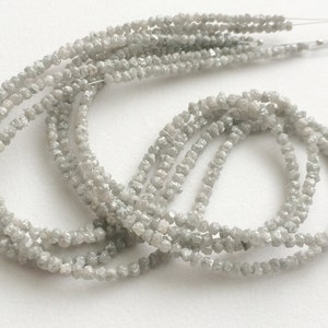 2-4mm Grey Rough Diamonds, Natural Grey Raw Diamond Beads, Uncut Diamond Beads, Grey Raw Diamond For Jewelry (4IN To 16IN Options)