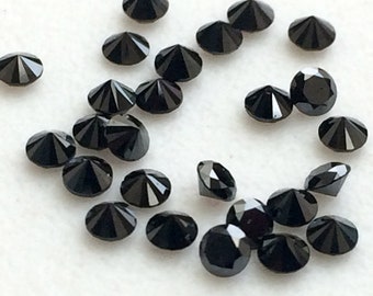 Black Diamonds, 1-2mm MELEE DIAMONDS Round Brilliant Cut Solitaire Faceted Black Diamond For Engagement Ring (5Pc To 40Pc)-APD19