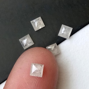 2,7-2,8 mm witte prinsesdiamant, natuurlijke witte sprankelende roos geslepen vierkante diamant cabochon met platte achterkant, diamant voor sieraden 1 st - PPD51