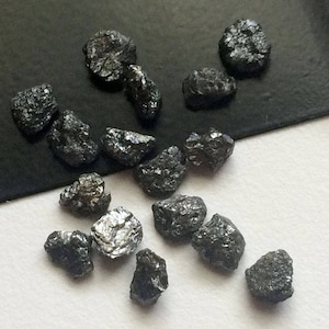 7-8mm Black Diamond, Flat Black Rough Diamond, Black Raw Diamond, Uncut Diamond, Black Loose Diamond For Jewelry (1Pc To 10Pc Options)