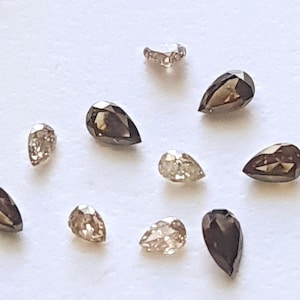 2.5x4-3x5mm Cognac Pear Shaped Faceted Diamond, Natural Champagne Pear Brilliant Cut Diamond For Jewelry (3Pcs To 6Pcs) - PUSPD36
