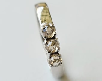 Champagne Diamond Ring, 925 Silver Solid Stackable Ring, Light Champagne Rose Cut Diamond Ring, Promise Ring, Delicate Minimalist Ring -APD3