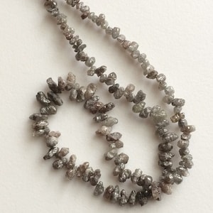 3mm - 5mm Grey Rough Diamond Drops, Grey Raw Diamond ,Grey Diamond Drilled Beads, Conflict Free, 7 Inch Diamond Strand For Jewerly - VICP786