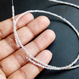 2mm Light Grey Rough Rondelle Diamond Beads, Sparkling Light Grey Raw Uncut Diamond Beads, Grey Diamonds For Jewelry (4IN To 16IN) - DDP136