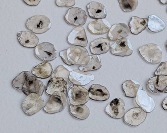 4.5-6mm Salt And Pepper Diamond Faceted Slice Beautiful Salt Pepper Diamond Polki Perfect For Jewelry (0.5Cts To 1Cts)