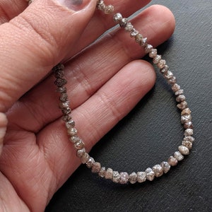 3-4mm Raw Light Champagne Diamond, Rough Champagne Diamonds Beads, Uncut Champagne Diamond for Jewelry (3.5IN To 7IN Options) - PPD486