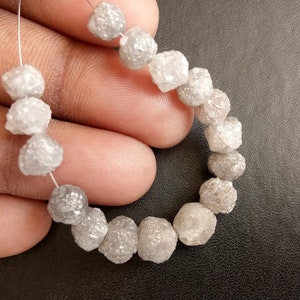 5-7mm Perfect Round Grey Raw Diamond Beads, Natural Large Rough Diamond Rondelle Beads, Grey Rough Diamond Beads (2IN To 4IN) - PUSPD170
