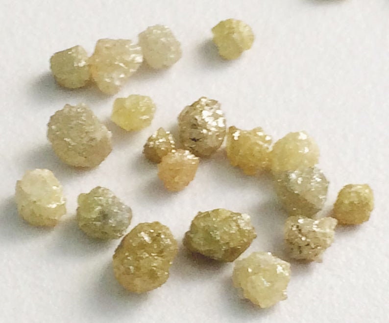 Yellow Diamonds 3-5mm Yellow Green Rough Diamond Rondelles Rough ...