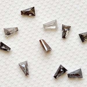 Rectangle Faceted MELEE Diamond for Jewelry, 3x1mm Fancy Tapered Baguette Cut Diamond, Salt And Pepper Baguette Diamond (2Pc-4Pcs)-PDD431