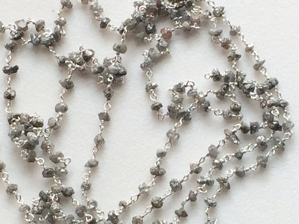 2.53.5mm Grey Raw Diamonds Rosary Chain Grey Rough Diamond Etsy