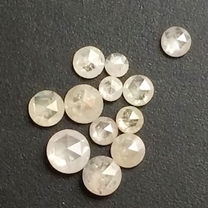 1.5-2mm White Diamond Rose Cut Diamond, Loose Rose Cut Diamond, White Raw Flat Back Faceted Diamond Cabochons (0.25Ct To 1Ct Options)