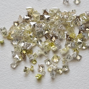 1.5-2mm Yellow Grey, Champagne, White Grey Princess Cut Diamond, Tiny Faceted Melee Princess Accent Diamonds (5Pcs To 20Pc Options) - PPKK4
