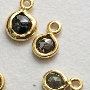 5mm Grey Rose Cut Diamond Connector, Rose Cut Natural Diamond, 925 Silver Gold Plated, Grey Rough Diamond, 1 Pc Grey Faceted Diamond