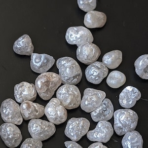 2.5-4.5mm Raw White Grey Diamond, 1 CTW Natural White Grey River Diamond, Loose Luster Round Uncut Diamond for Jewelry - PPD782