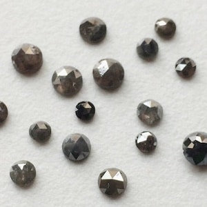 1.5-2mm Calibrated Dark Grey Rose Cut Natural Diamond, Grey Diamond, Melee Diamond, Dark Grey Diamond For Jewelry (5Pc To 10 Pc)