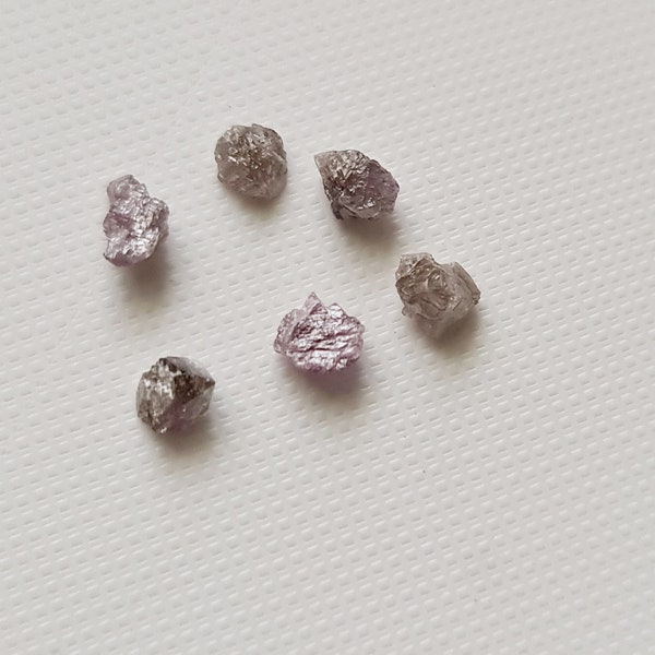 Pink Diamond, 4-5mm Pink Grey Diamond Rough, Natural Pink Uncut Diamond, Pink Loose Diamonds for Ring / Earrings / Jewelry, 2 Pcs - PPKJ107