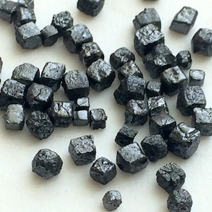 2-3mm Black Perfect Cube Rough Diamonds, Undrilled Natural Black Raw Diamond Box Bead, Loose Raw Uncut Diamond Cubes (5Pc To 20Pcs)