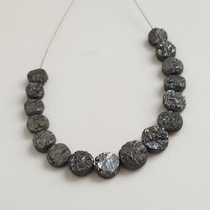 5.5-7mm Black Rough Diamond Discs, Black Diamond Tyre, Flat Back Drilled Raw Diamond Button Shape For Jewelry (2IN To 4IN Options) - PPD748