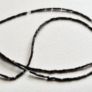 3-4mm Dark Grey Raw Diamond Needle Beads, 16 Inch Natural Dark Grey Rough Diamond Sticks, Raw Diamond Pipe Uncut Diamond For Jewelry - PPKJ3
