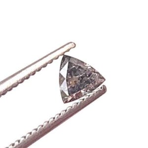 4mm Triangle Shaped Natural Salt And Pepper Diamond Rose Cut Loose Cabochon, Rose Cut Faceted Trillion Diamond Loose For Ring - PDD864