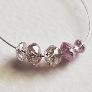 1.8-2.6mm Pink Diamond Beads 0.6 Cts Rare Pink Diamond Faceted Rondelle Bead, Loose Diamonds 5 Pcs Pink Diamond Beads for Jewelry - PPKK25
