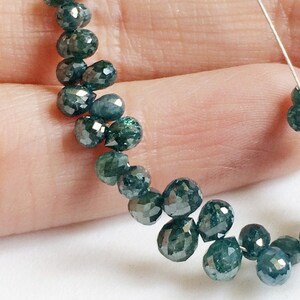 2x2.5mm-2x3mm Blue Diamond Faceted Briolette Beads, Natural Sparkling Rough Diamond Tear Drops, Diamond Drops For Jewelry (1Pc To 5Pcs)