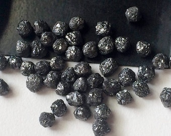 5-6mm Black Rough Diamond, Natural Round Black Raw Diamond, Uncut Diamond, Conflict Free Diamond For Jewelry (1Pc To 5 Pcs Options) - PPD145