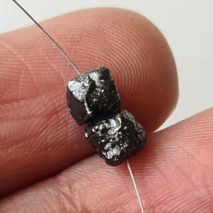 4.5mm Black Diamond Box Cubes, 2 Pieces Black Drilled Rough Diamond, Raw Diamond Beads, Uncut Diamond For Jewelry, Black Diamond - PPKJ163