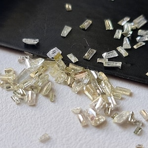 Rectangle Faceted MELEE Diamond for Jewelry, Rare 2-3.8mm Baguette Cut Diamond, Natural Light Yellow Baguette Diamond (5Pcs-20Pcs)-PDD135