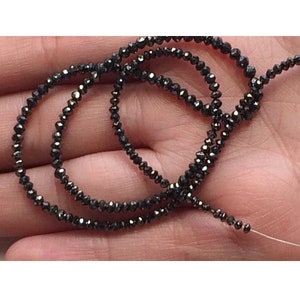 2mm to 3.5mm Black Sparkling Faceted Rondelle Diamond Beads