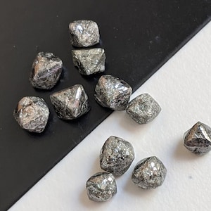 4.5-6mm Grey Raw Diamond Octahedron, Natural Diamond Crystal, Grey Rough Raw Diamonds, Uncut Diamond (1Pc To 2Pcs Options) - PPD768