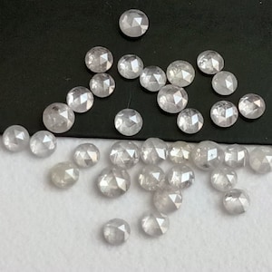 1.5-2mm Light Grey Rose Cut Diamond, Rare Natural Rose Cut Diamond Cabochon, Loose Faceted Diamond Jewelry (2PC To 10 PCS Options)-PUSPD173