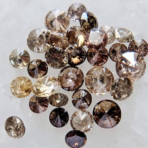 1.5-2.3mm Cognac Solitaire Diamonds Brown Polished Faceted Round Diamond Brilliant Cut For Jewelry (5Pc To 10Pc)
