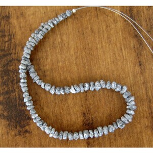 3-4mm Sparkling Grey Natural Diamond Drilled Beads, Raw Diamond Beads, Uncut Beads, Rough Diamond Beads For Jewelry (4IN To 16IN Options)