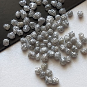 2.5-4.5mm Raw Grey Diamond, Natural River Diamond, Loose Luster Round Grey Diamond, Uncut Diamond for Jewelry (1Ct To 10Ct Option) - PPD771