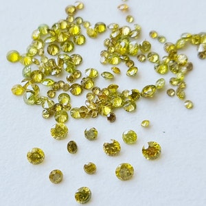 5 Pcs 1.3-2.5mm Yellow Round Brilliant Cut Melee Diamonds Loose, Tiny Solitaire Faceted Natural Loose Accent Diamonds For Jewelry - PPRK6