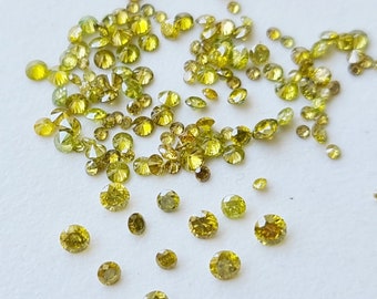 Melee Yellow Diamonds, 1-2mm NATURAL Diamonds Round Brilliant Cut Solitaire Faceted Yellow Diamond For Jewelry (5pcs To 40 Pcs Option)-APD21