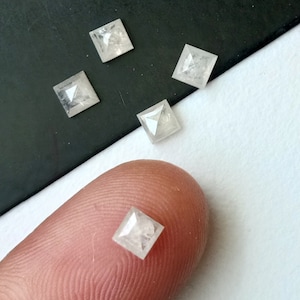 3.2-3.5mm White Diamond Princess Cut, Natural White Sparkling Faceted Square Diamond, 1 Piece White Diamond Faceted Flat Back - PPD52